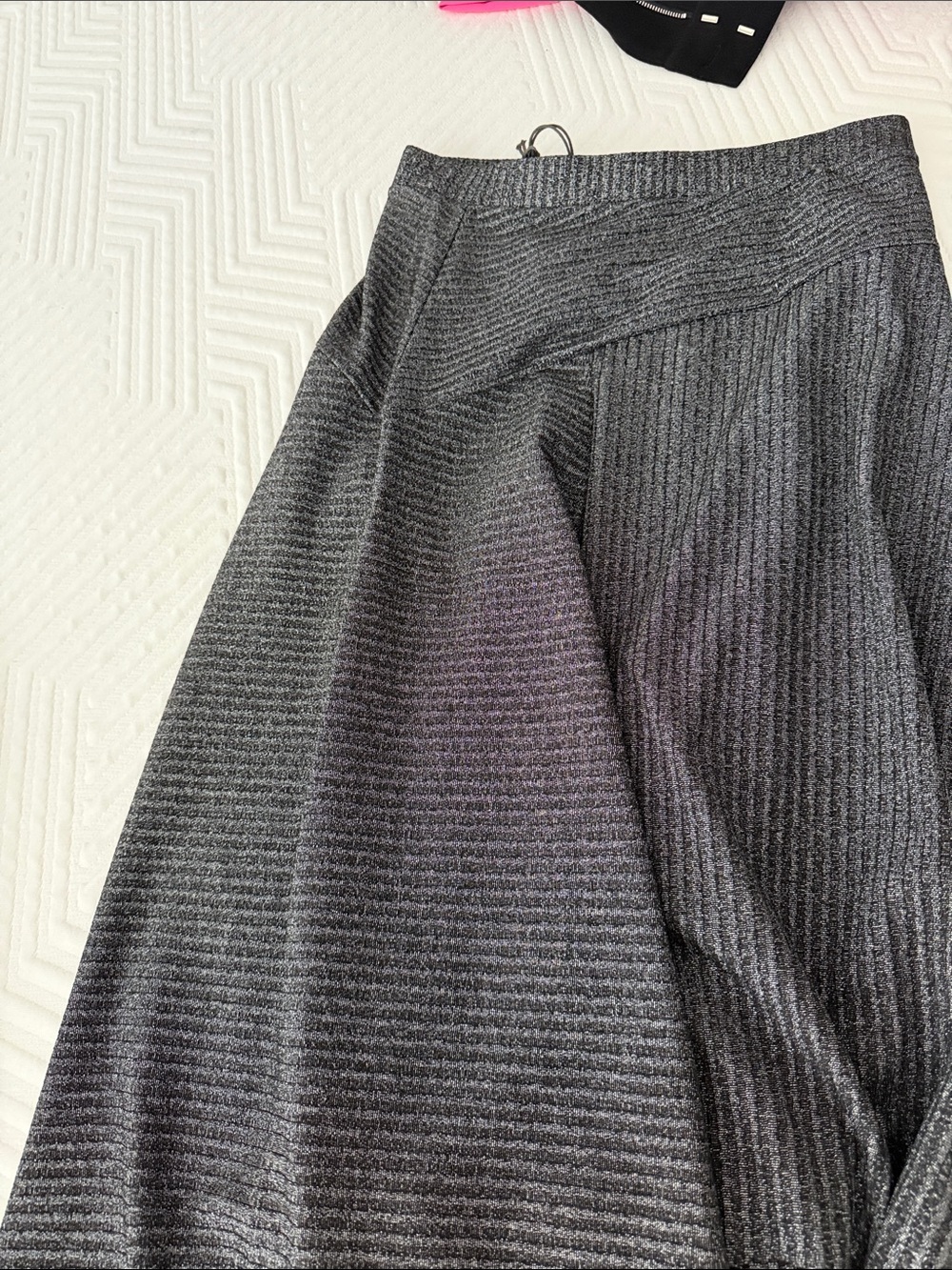 AllSaints Metallic Black Ribbed Skirt